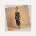 Moonlit Dahlia Spaghetti Strap Dress | All Over Print Dark Floral Fashion — view 7