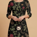 Raven & Roses 3/4 Sleeve Maxi Dress | All Over Print Whimsigoth Fashion — view 5