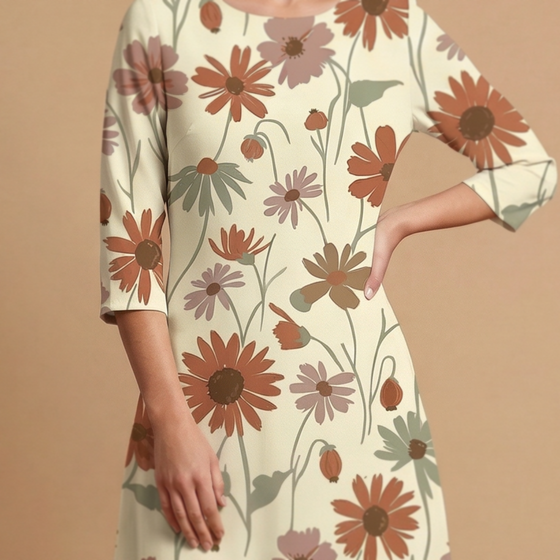 Wildflower Meadow 3/4 Sleeve Maxi Dress | All Over Print Boho Floral Fashion — view 5