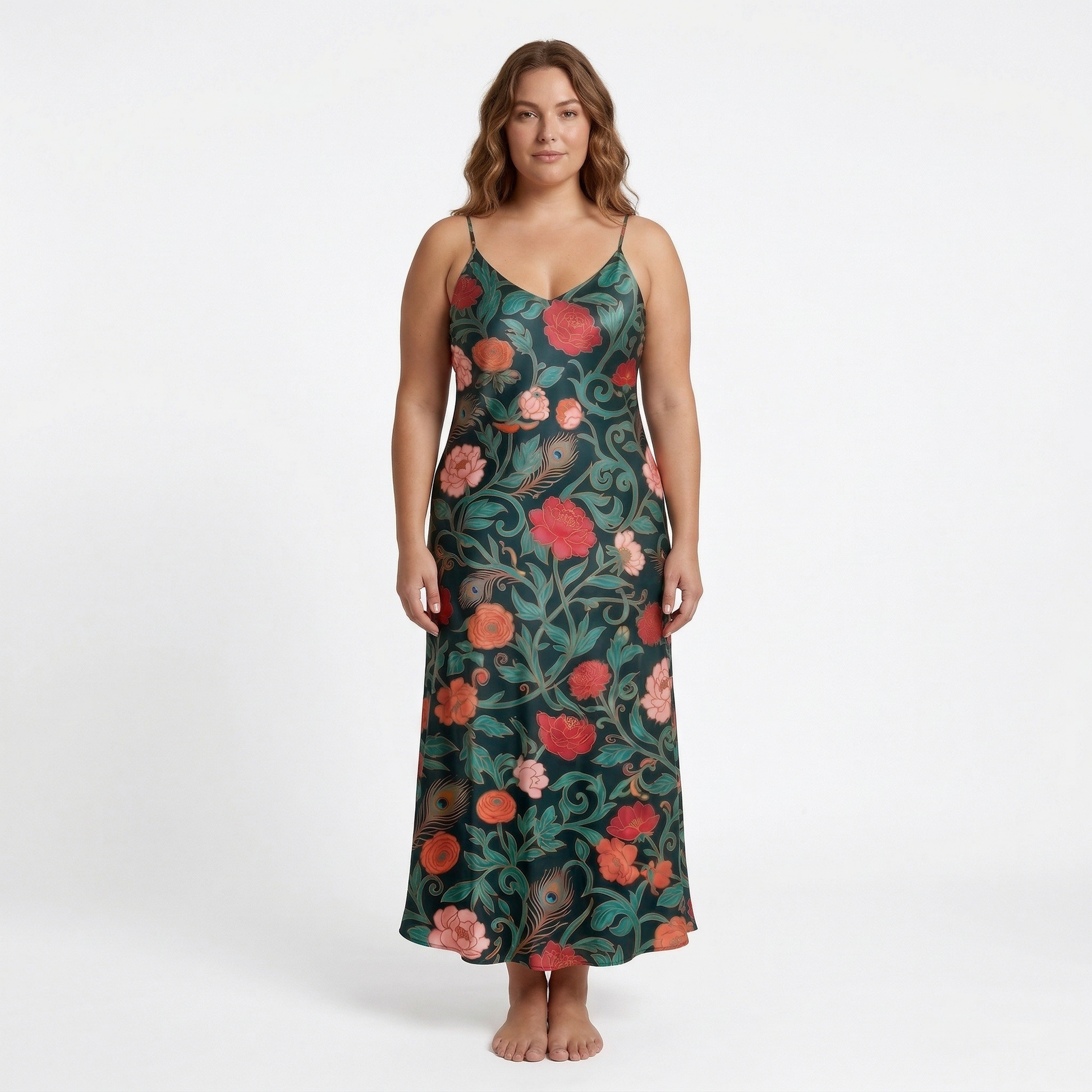 Dark Garden Tapestry Sleeveless Maxi Dress | All Over Print Dark Floral Fashion — view 6