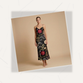 Moonlit Dahlia Sleeveless Maxi Dress | All Over Print Dark Floral Fashion — view 7