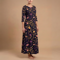 Cosmic Garden 3/4 Sleeve Maxi Dress | All Over Print Celestial Fashion — view 3