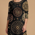 Zodiac Medallion 3/4 Sleeve Maxi Dress | All Over Print Celestial Fashion — view 5