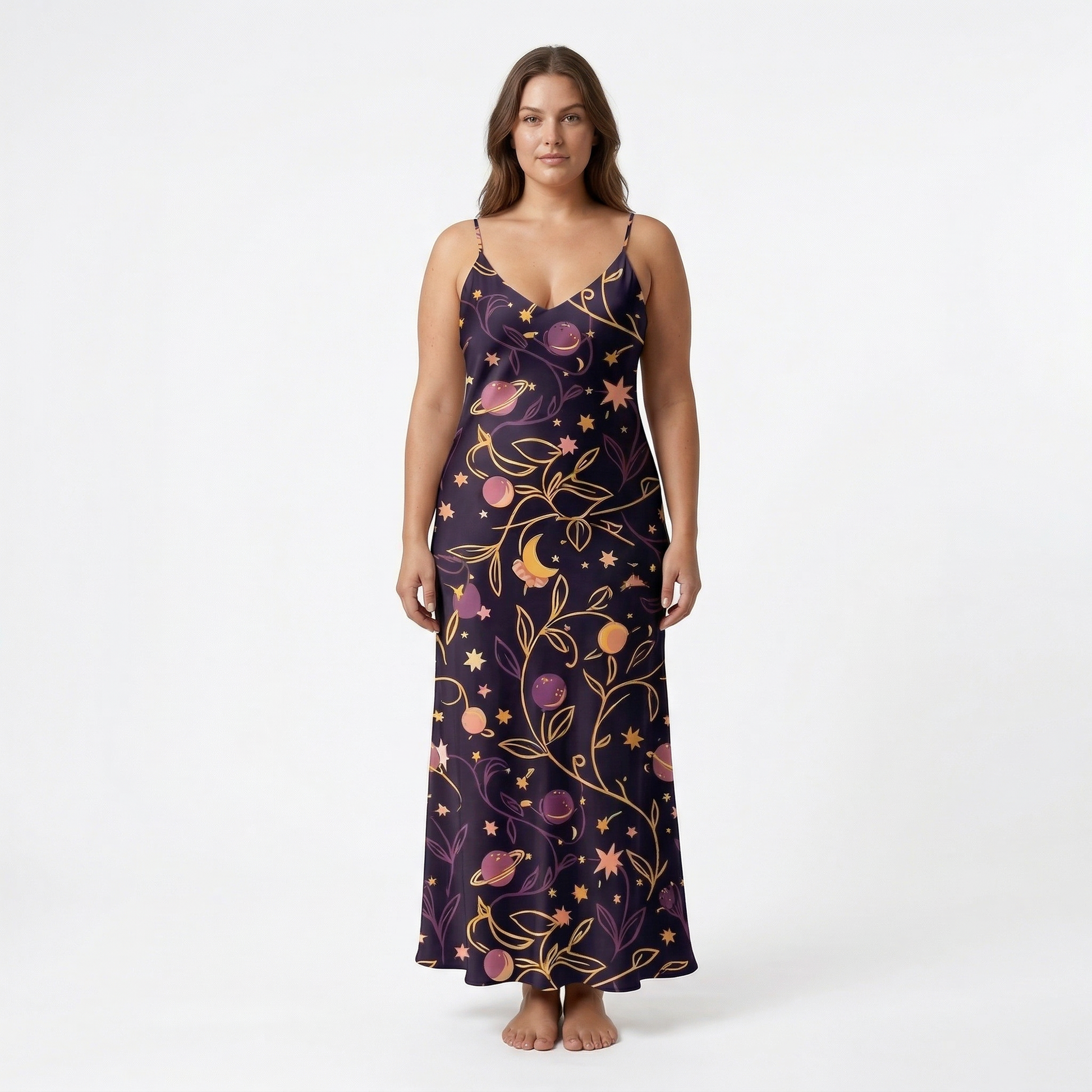 Cosmic Garden Sleeveless Maxi Dress | All Over Print Celestial Fashion — view 6