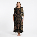 Zodiac Medallion 3/4 Sleeve Maxi Dress | All Over Print Celestial Fashion — view 6
