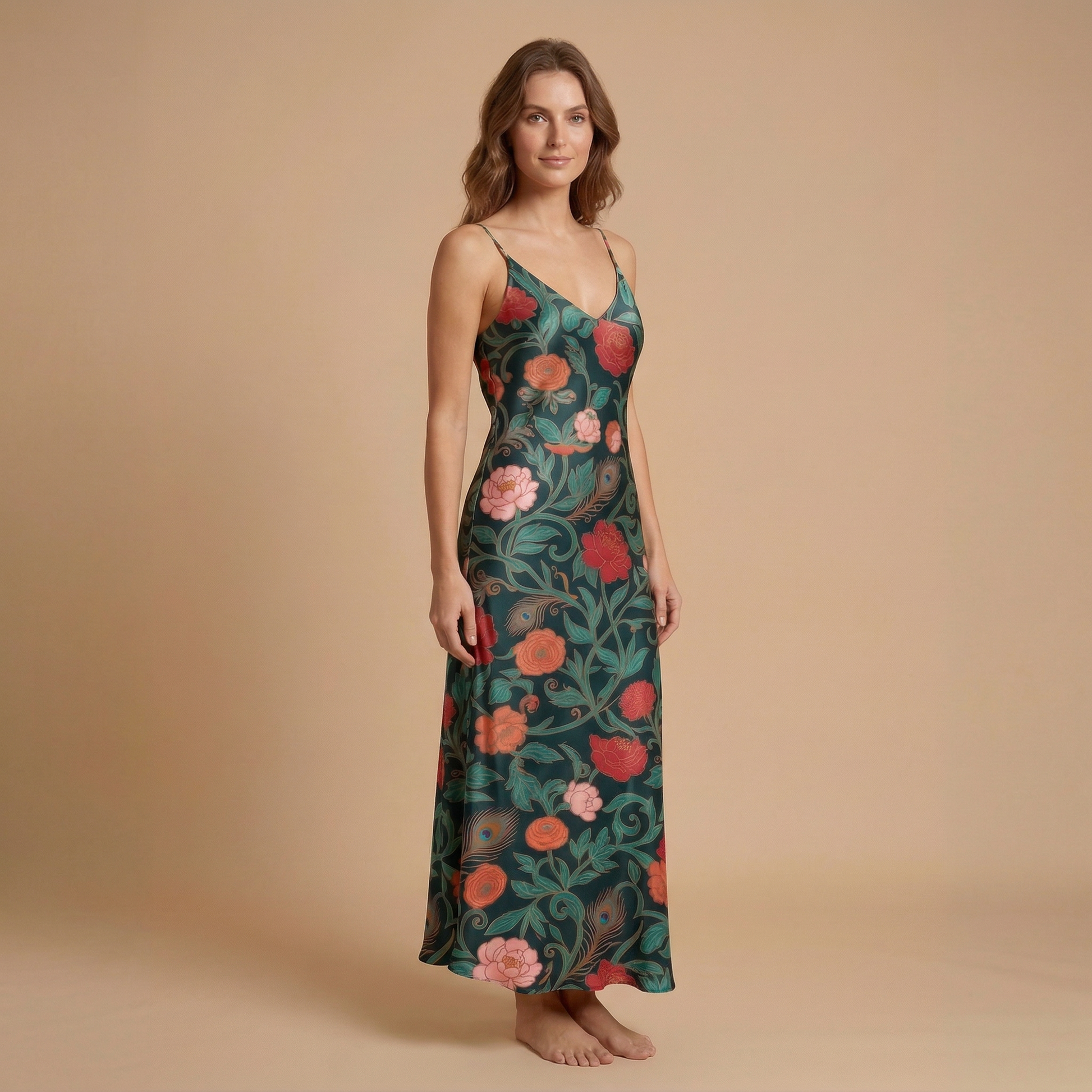 Dark Garden Tapestry Sleeveless Maxi Dress | All Over Print Dark Floral Fashion — view 3