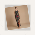 Moonlit Dahlia Side Slit Dress | All Over Print Dark Floral Fashion — view 7