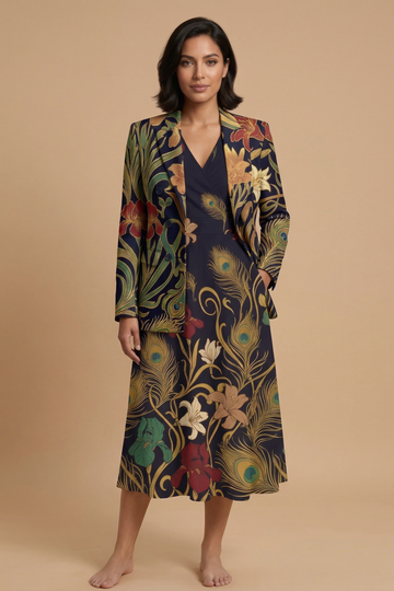 Art Nouveau Dark (Variant A) Blazer + Dress Set | Art Nouveau Matching — complete outfit front view