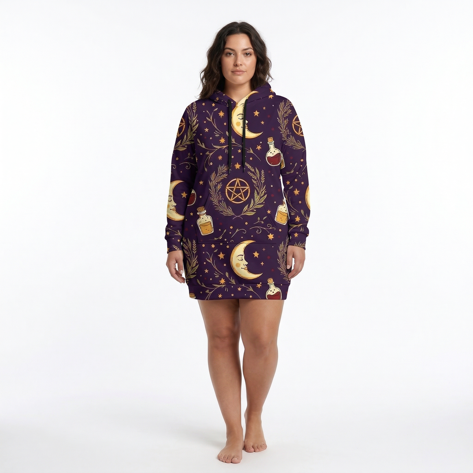 Celestial Witch Hoodie Dress | All Over Print Whimsigoth Fashion — view 6