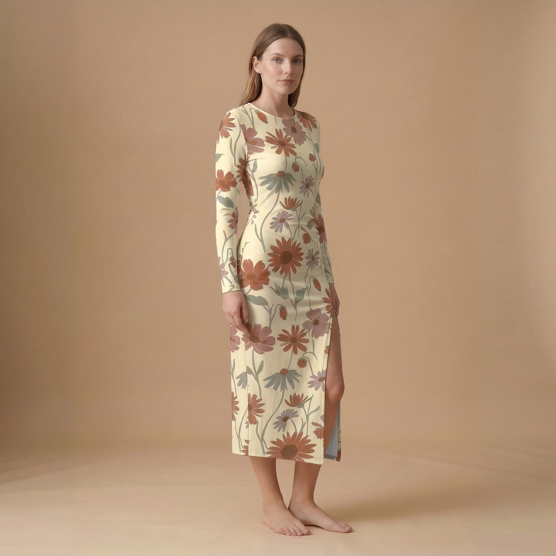 Wildflower Meadow Side Slit Dress | All Over Print Boho Floral Fashion — view 3