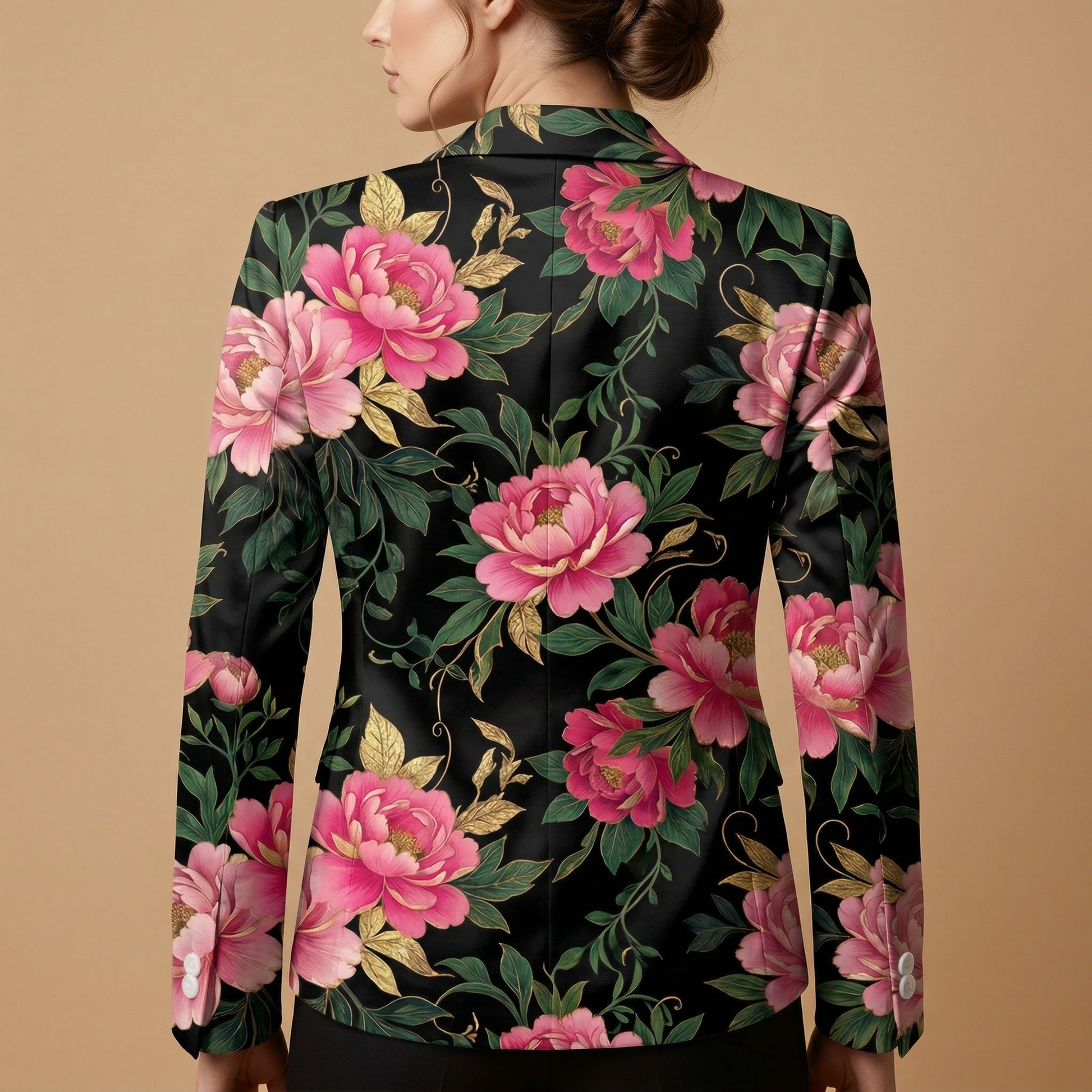Dark Floral Rose Blazer + Dress Set — blazer back