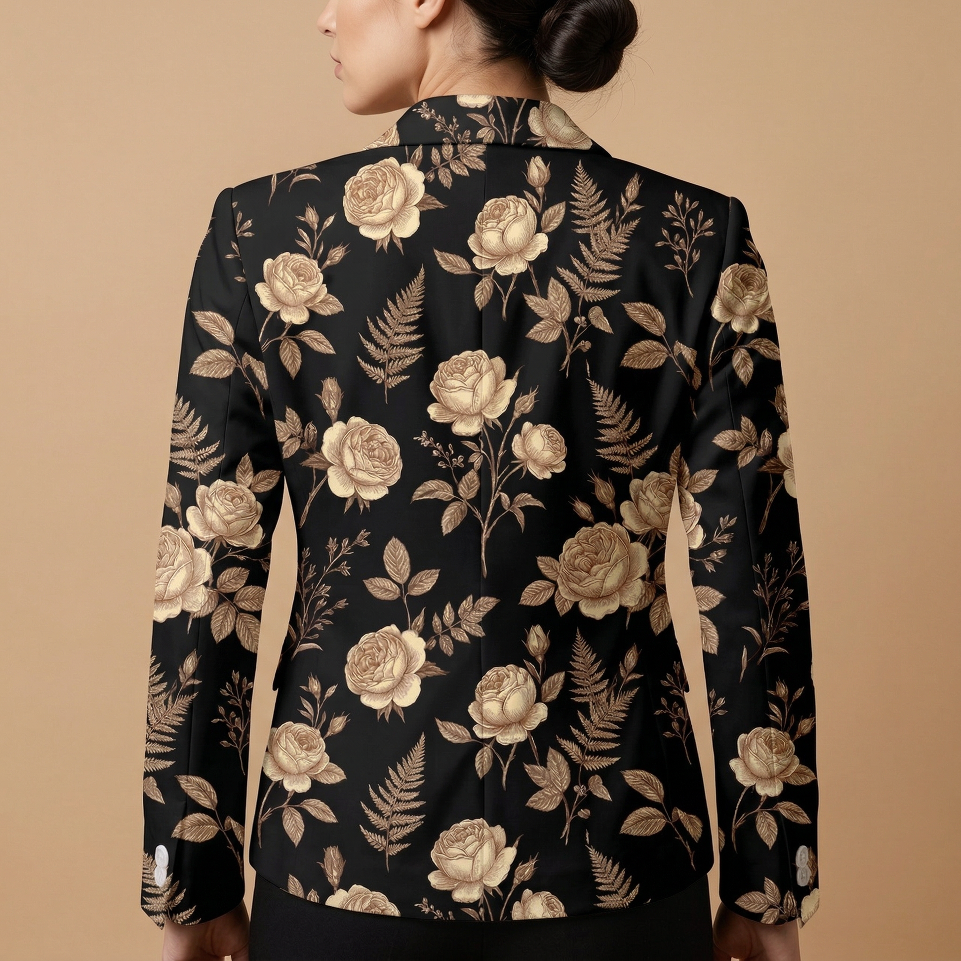 Dark Floral Noir Casual Blazer — blazer back