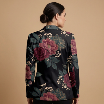 Dark Floral Garden Blazer + Dress Set (A) — blazer back