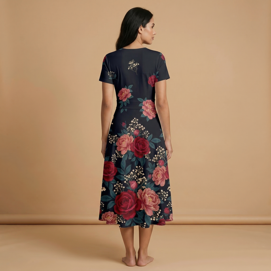 Dark Floral Garden Blazer + Dress Set (A) — dress a front