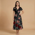 Dark Floral Garden Blazer + Dress Set (B) — dress b front
