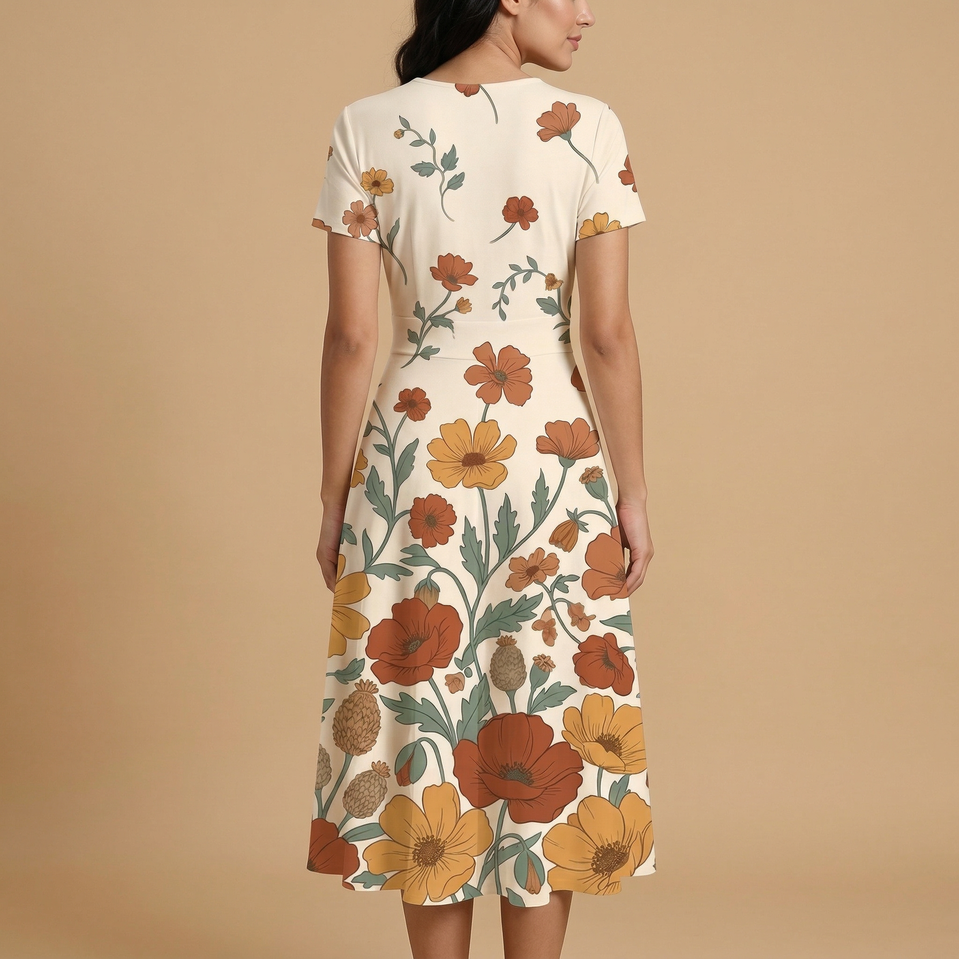 Boho Floral Meadow Blazer + Dress Set — dress back