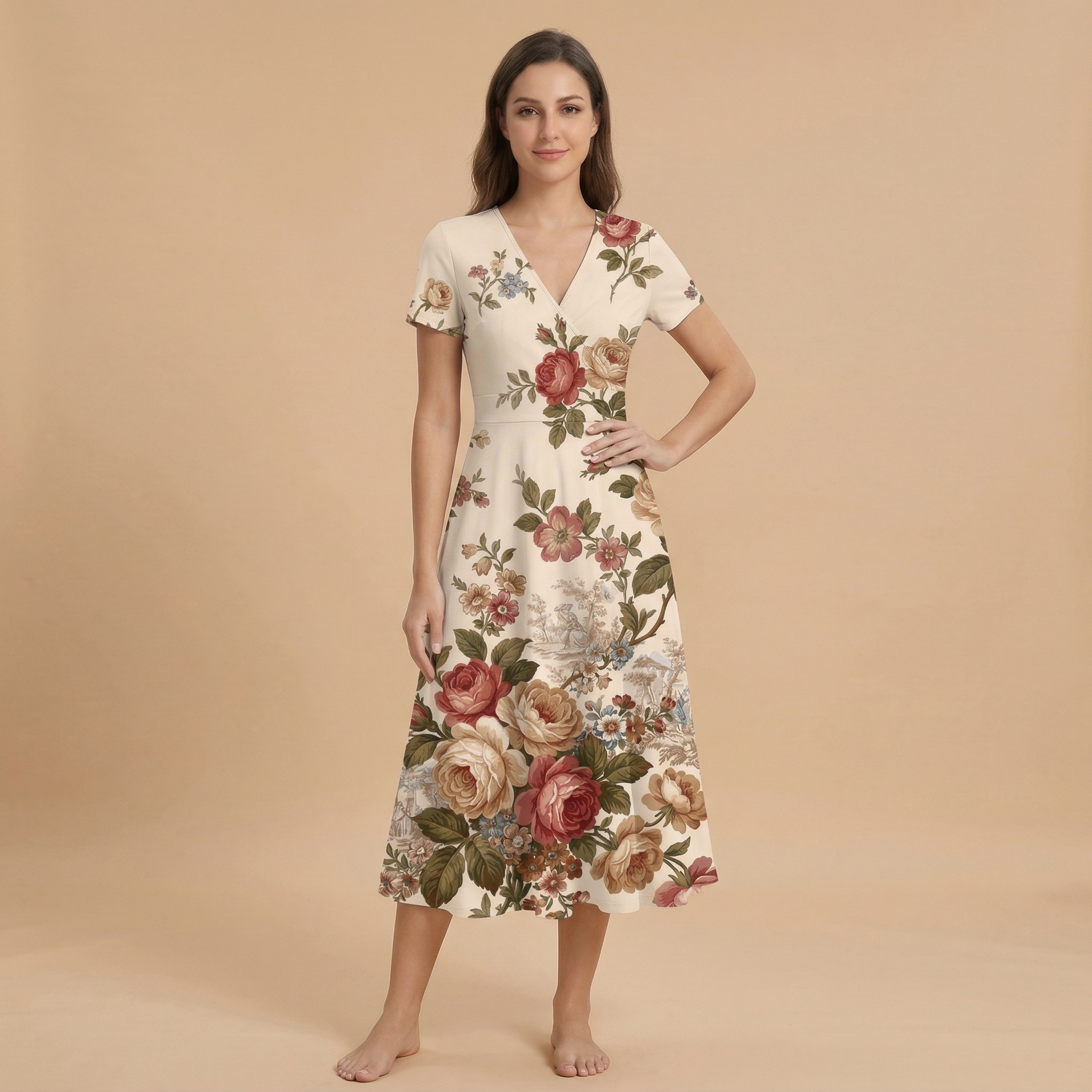 Vintage Floral Blazer + Dress Set — dress front