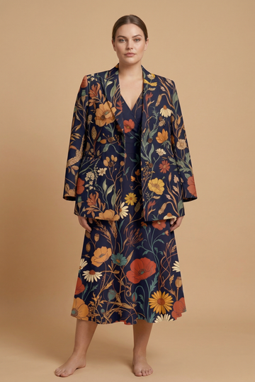 Dark Floral Classic Blazer + Dress Set — outfit dress b