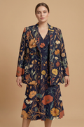 Dark Floral Classic V-Neck Midi Dress (B) — outfit dress b front