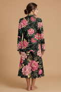 Dark Floral Rose V-Neck Midi Dress (A) — outfit dress back
