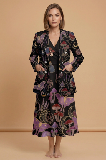 Whimsigoth Midnight V-Neck Midi Dress — outfit dress