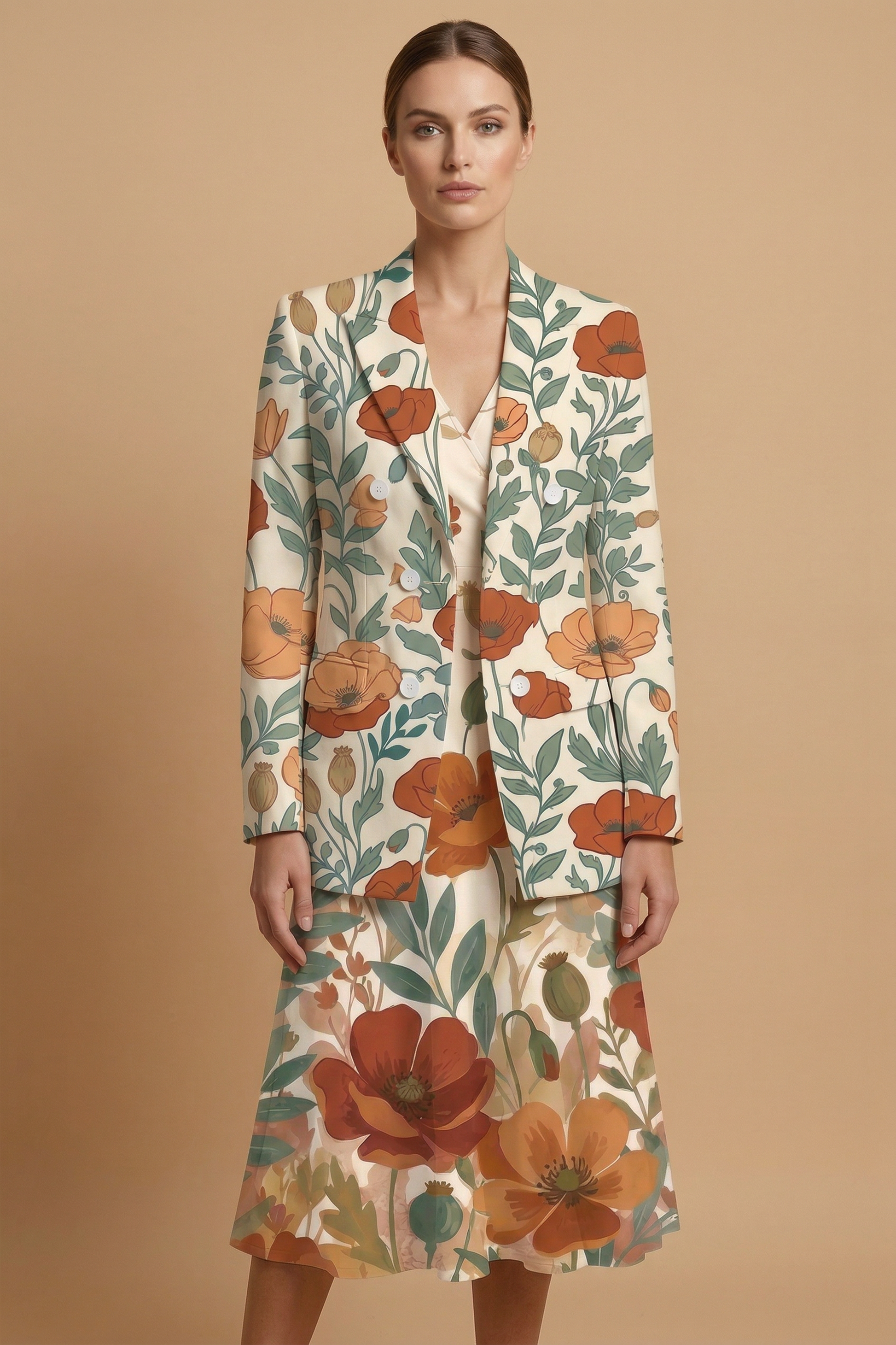 Boho Floral Meadow Blazer + Dress Set — outfit dress front