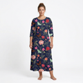 Noir Rose & Butterfly 3/4 Sleeve Maxi Dress | All Over Print Dark Floral Fashion — view 6