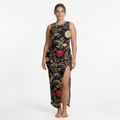 Moonlit Dahlia Side Slit Dress | All Over Print Dark Floral Fashion — view 6
