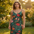Dark Garden Tapestry Sleeveless Maxi Dress | All Over Print Dark Floral Fashion — view 4
