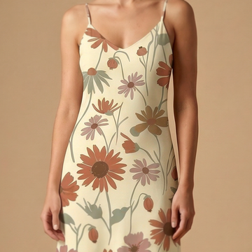 Wildflower Meadow sleeveless maxi dress movement shot - boho floral sublimation print dress