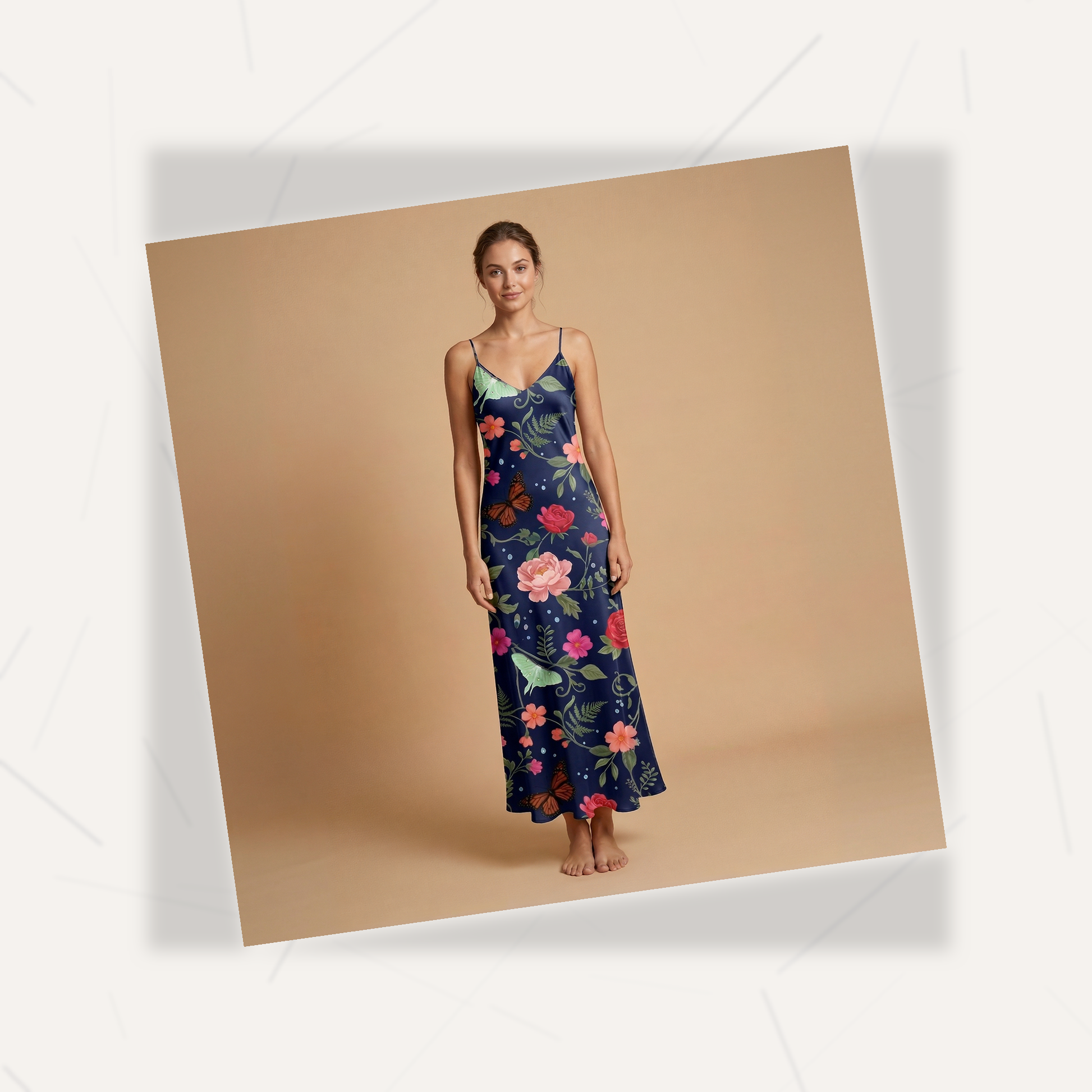 Noir Rose & Butterfly Sleeveless Maxi Dress | All Over Print Dark Floral Fashion — view 7