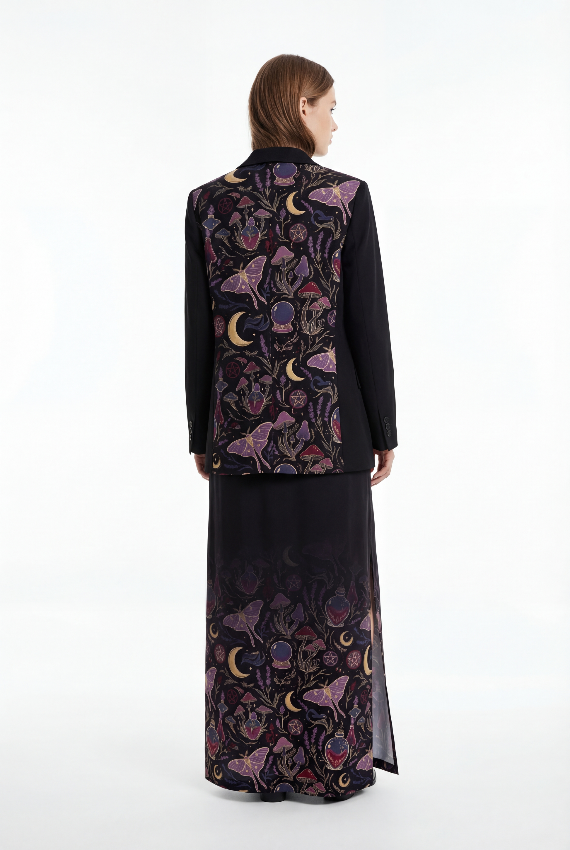 Whimsigoth Midnight Casual Blazer — mockup back