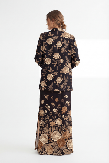 Dark Floral Noir Casual Blazer — mockup back