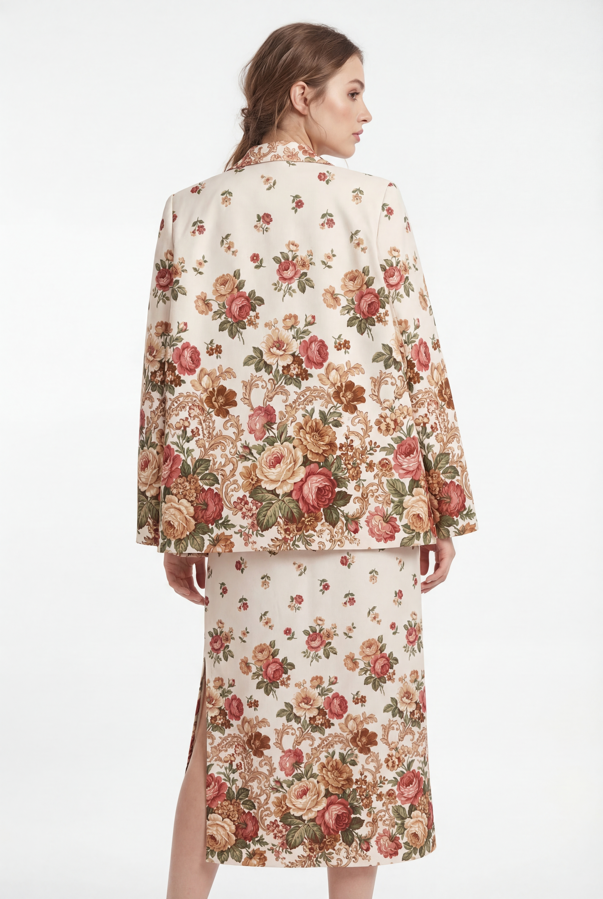 Vintage Floral Casual Blazer — mockup back