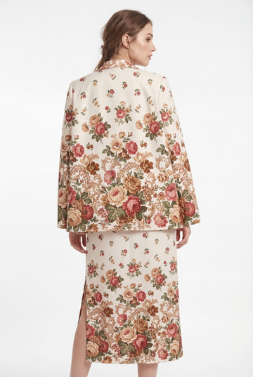 Vintage Floral Casual Blazer — mockup back