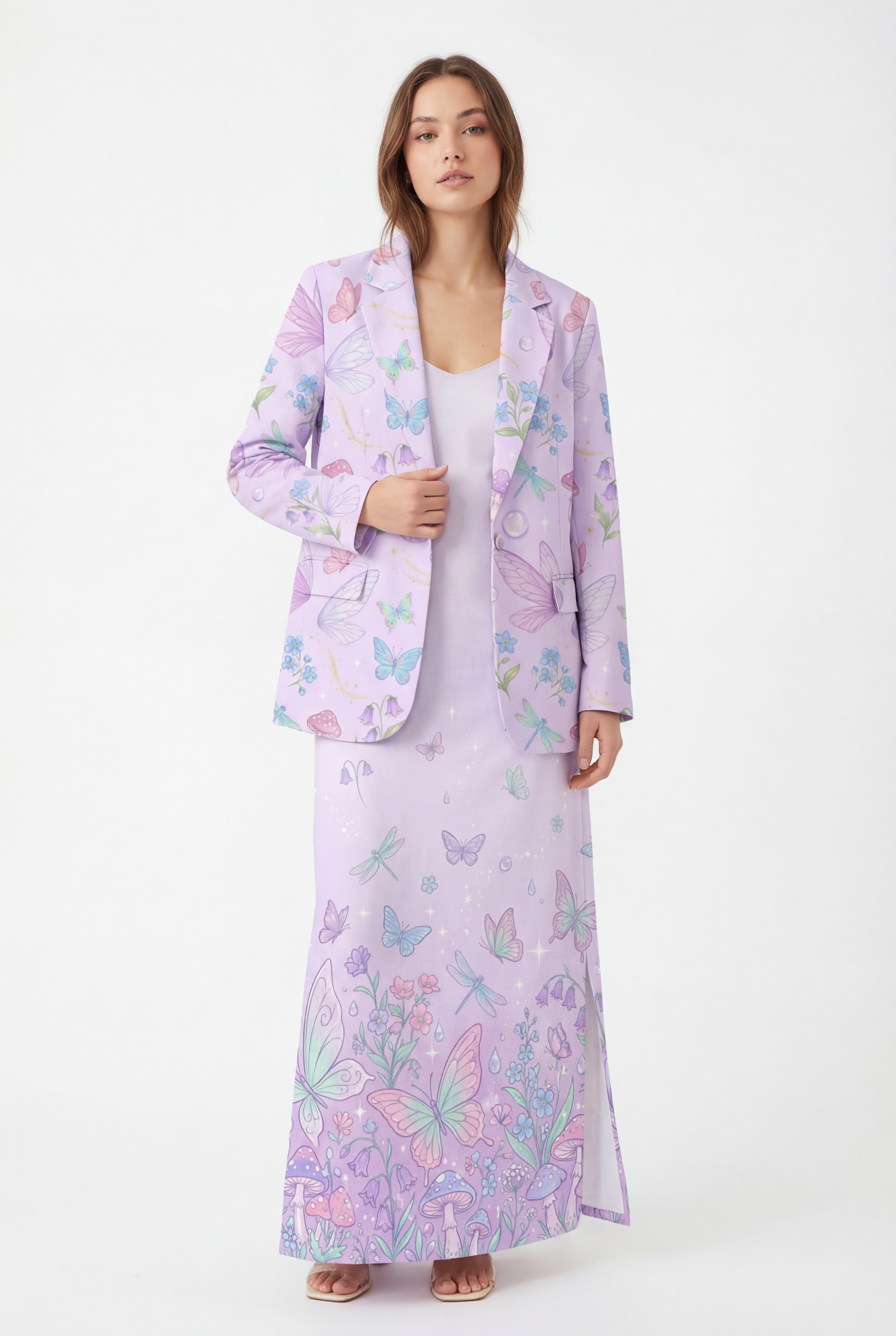 Fairycore Bloom Casual Blazer — mockup front