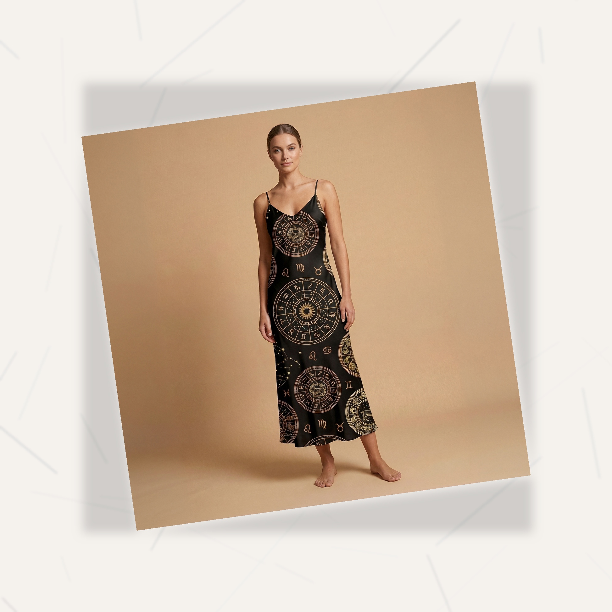 Zodiac Medallion Sleeveless Maxi Dress | All Over Print Celestial Fashion — view 7