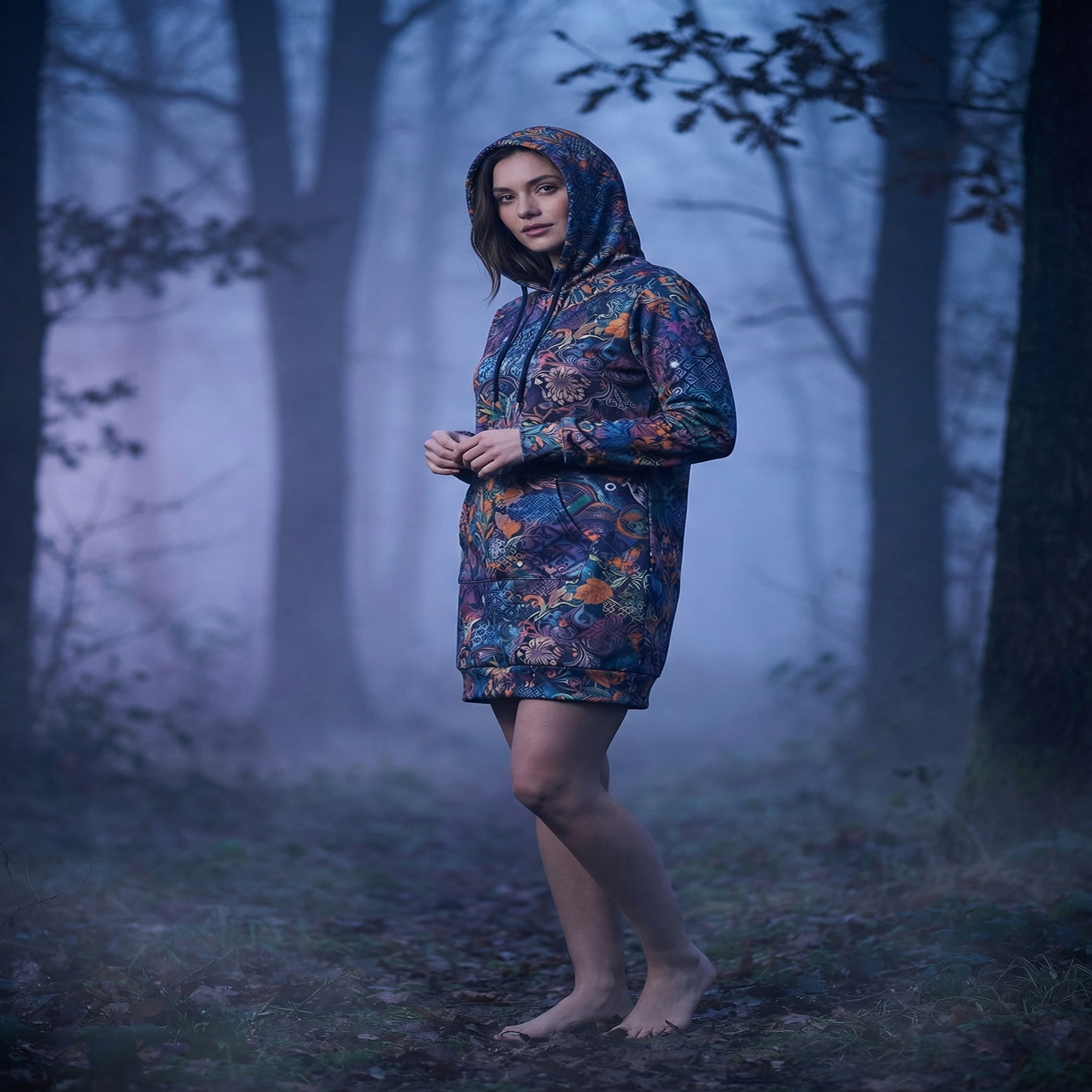 Raven & Roses Hoodie Dress | All Over Print Whimsigoth Fashion — view 4