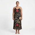 Moonlit Dahlia Sleeveless Maxi Dress | All Over Print Dark Floral Fashion — view 6
