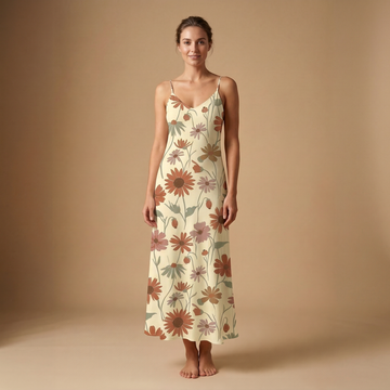 Wildflower Meadow Sleeveless Maxi Dress | All Over Print Boho Floral Fashion — view 1