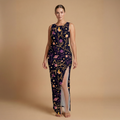 Cosmic Garden Side Slit Dress | All Over Print Celestial Fashion — view 1
